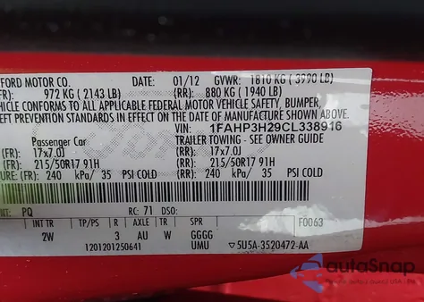 2012 Ford Focus Sel из США, поврежденный, VIN 1FAHP3H29CL338916